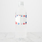 4 juli Rood Wit en Blauw Zomer 1e Verjaardag Waterfles Etiket (Achterkant)
