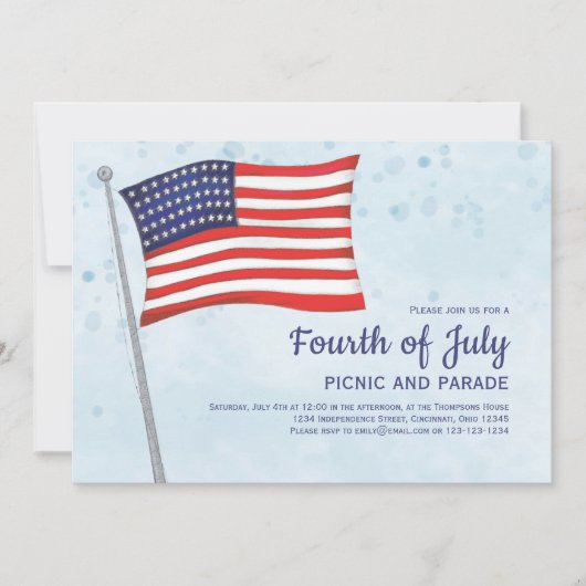 4 juli Rood Wit en Blauwe Vlag Custom Kaart (Voorkant)