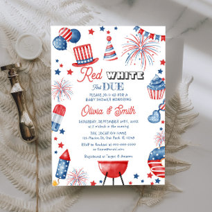 4 juli Rood Wit en Verschuldigd Baby shower Invita Kaart