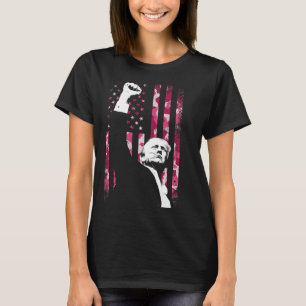 4 juli Roze Camo Camouflage Amerikaanse vlag Fist T-shirt