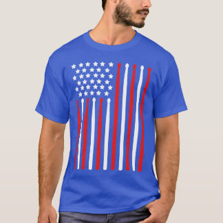 4 juli S Vlag Percussie Instrument Dummer vr T-shirt