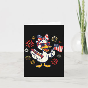 4 juli Schattige Amerikaanse Eend Vlag Patriottisc Kaart