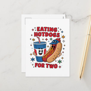 4 juli Schattige Hotdogs Feestdagenkaart