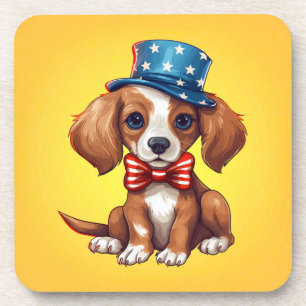 4 juli Schattige puppy hond-71008 Bier Onderzetter