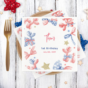 4 juli Schattigee Balloon Bow 1e Verjaardagsfeest Servet