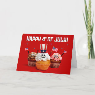 4 juli Schattigee Patriottische Cupcakes Feestdagen Kaart