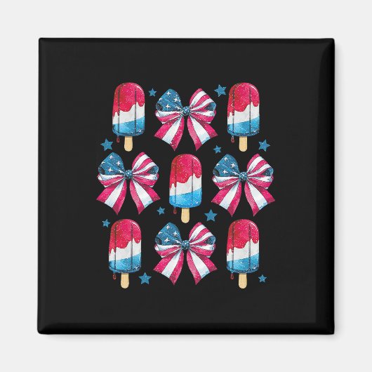 4 juli Schattigee Popsicle Bows Patriottische Vrou Magneet (Voorkant)