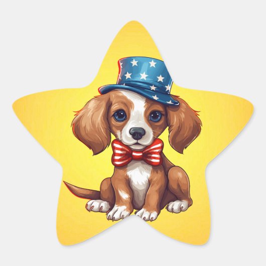 4 juli Schattigee puppy hond-71009 Ster Sticker (Voorkant)