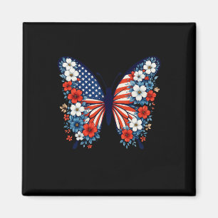 4 juli Schattigee Vlinderbloem Rood Wit Blauw U Magneet