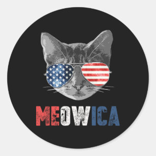 4 juli Shirt Meowica American Flag Cat Ronde Sticker