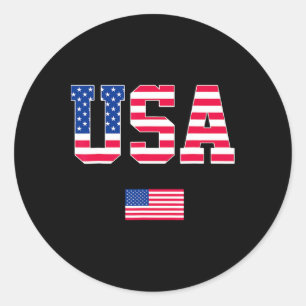 4 juli Shirt USA Patriottische Amerikaanse vlag W Ronde Sticker