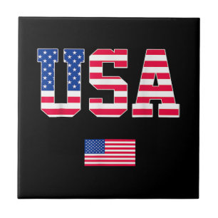 4 juli Shirt USA Patriottische Amerikaanse Vlag W Tegeltje