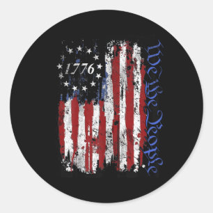 4 juli Shirten wij de mensen 1776 USA Flag Jet Ronde Sticker