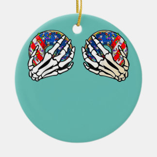 4 juli skelet hand met donuts Amerikaans Keramisch Ornament