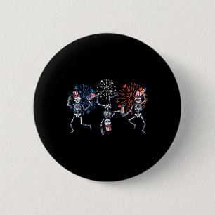 4 juli Skeletons Dans Vuurwerk Patriottische Vrouw Ronde Button 5,7 Cm