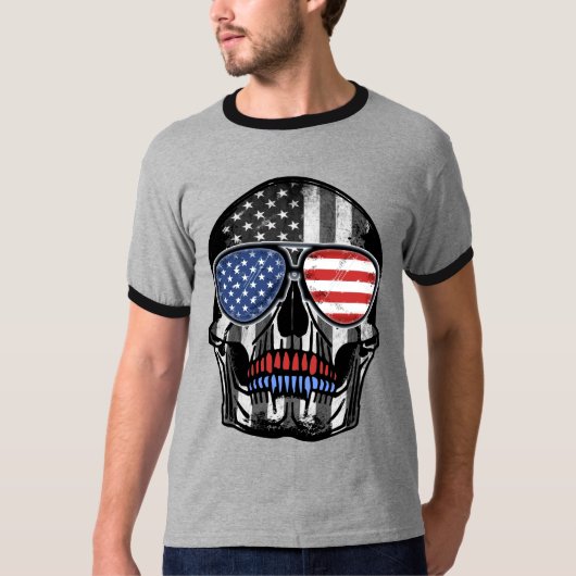 4 JULI SKULL ONDEPENDENCE DAY GIFT T-Shirt (Voorkant)