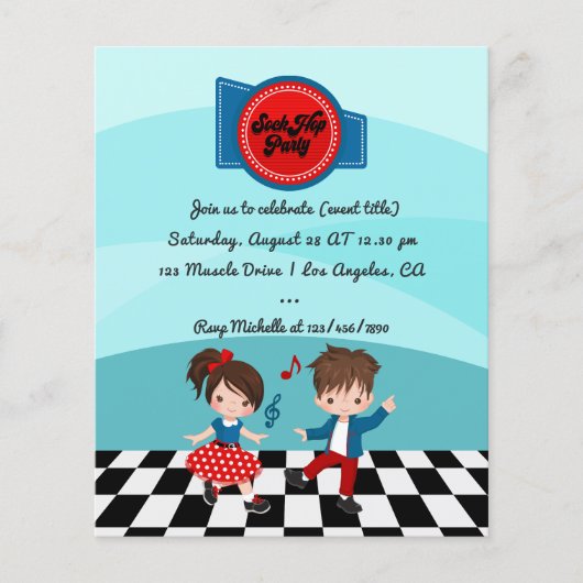 4 juli Sock Hop-feest Flyer (Voorkant)