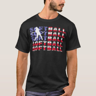4 juli Softbal Amerikaanse vlag Patriottisch T-shirt