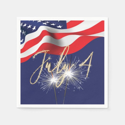 4 juli Sparklers en Flag Napkins Servet (Voorkant)