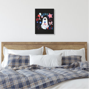 4 juli spook rood wit Boo patriottische Halloween Canvas Afdruk