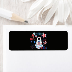 4 juli spook rood wit Boo patriottische Halloween Etiket