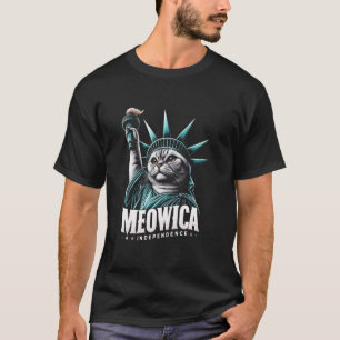 4 juli Standbeeld Liberty Kat Meowica Onafhankelij T-shirt