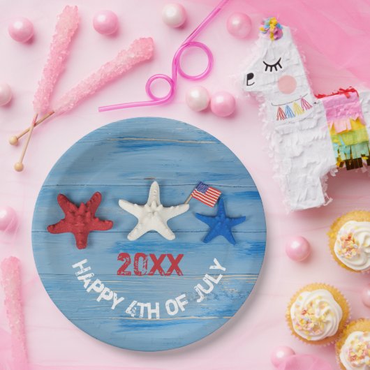 4 juli Starfish Papieren Bordje (Feest)