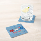 4 juli Starfish Vierkante Kartonnen Onderzetter (Insitu)