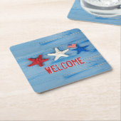 4 juli Starfish Vierkante Kartonnen Onderzetter (Schuin)