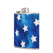 4 juli Stars Blue Tie Dye Pattern Heupfles (Links)