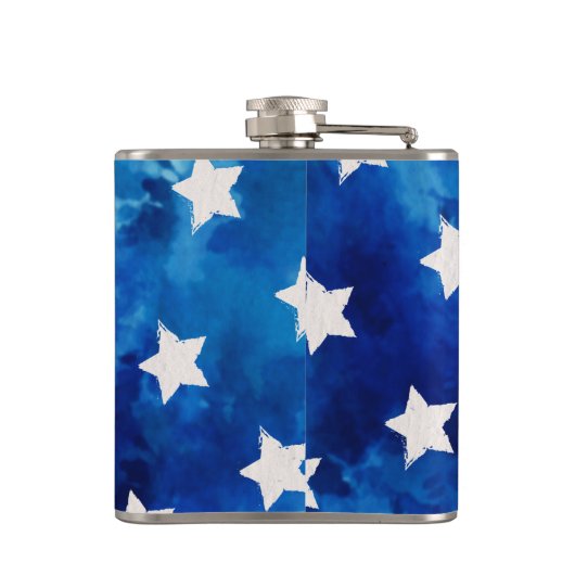 4 juli Stars Blue Tie Dye Pattern Heupfles (Achterkant)