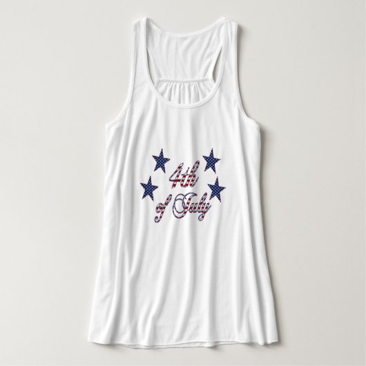 4 juli Stars en Stripes Typografie Tanktop (Design voorkant)
