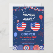 4 juli sterren en strepen 1e verjaardag kaart (Voorkant)