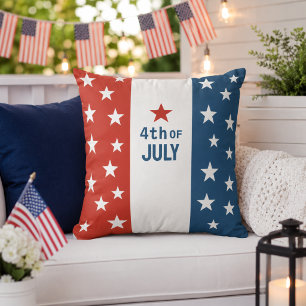 4 juli-sterren – Patriottisch rood, wit en blauw Kussen