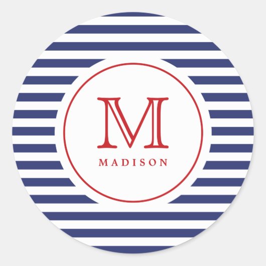 4 juli Sticker van de marinestapes-monogram (Voorkant)