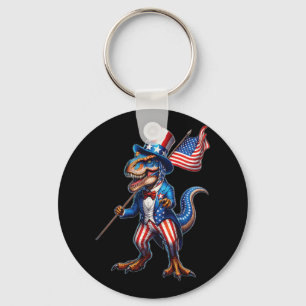 4 juli T-rex VS Patriottische Amerikaanse vlag Sleutelhanger
