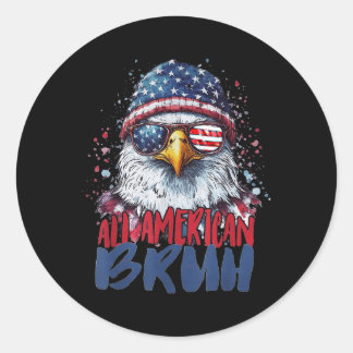 4 juli T-shirt Alle Amerikaanse Bruh Eagle Kinder  Ronde Sticker