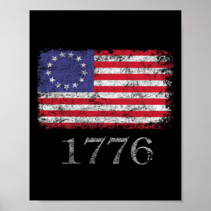 4 juli T-shirt Amerikaanse vlag Betsy Ross 1776 Poster