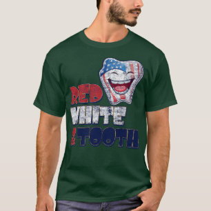 4 juli Tandarts Rood Wit Tand Verdrietig Des T-shirt