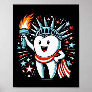 4 juli Tandarts Tand Patriottische Vrouwen M Poster