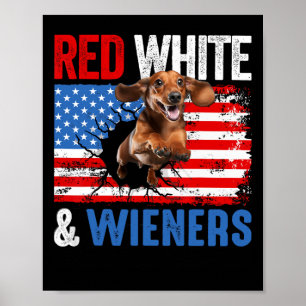 4 juli Teckel Hond Shirt Rood Wit en Wien Poster
