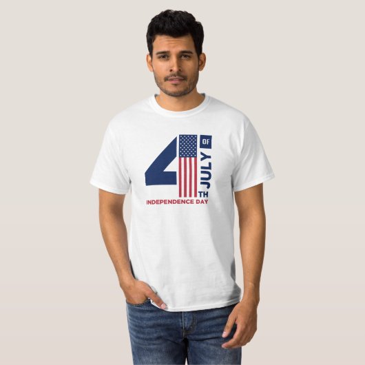 4 juli Tekstontwerp Rood Wit en Blauw T-shirt (Voorkant volledig)