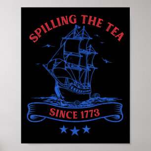 4 juli thee morsen sinds 1773 grappig retro poster