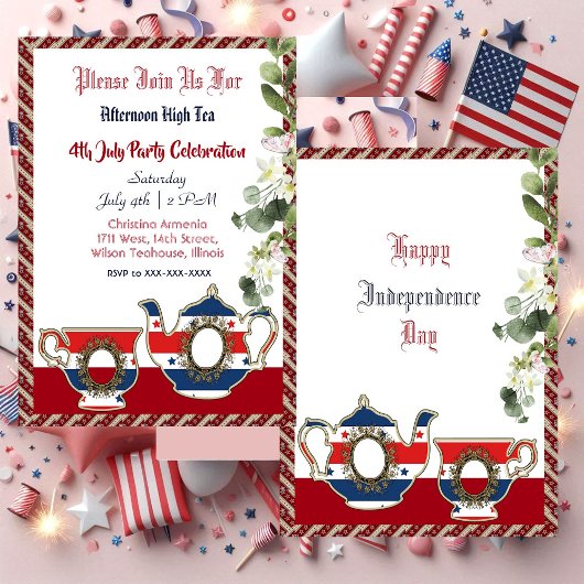 4 juli  theepot middag High Tea Party Kaart