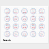 4 juli thema meisje verjaardagssticker ronde sticker (Vel)