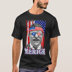 4 juli Theodore Roosevelt Merica Patriotic Us T-shirt