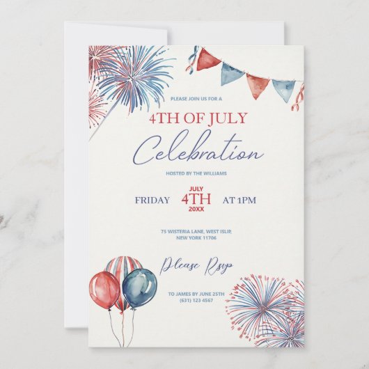 4 juli Uitnodiging Sjabloon Viering (Voorkant)