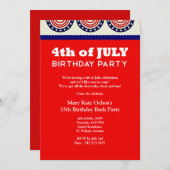 4 juli uitnodiging van de partij van Birthday (Voorkant / Achterkant)