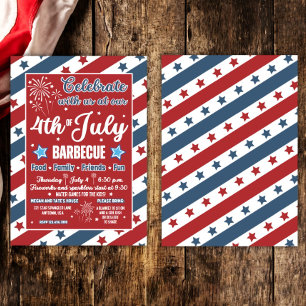4 juli Uitnodiging voor een feestje, Patriottische