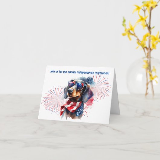 4 juli Uitnodigingen voor Dachshund Party (Gele Bloem)